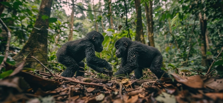 Foto gratuito un primer plano del hermoso gorila en la naturaleza