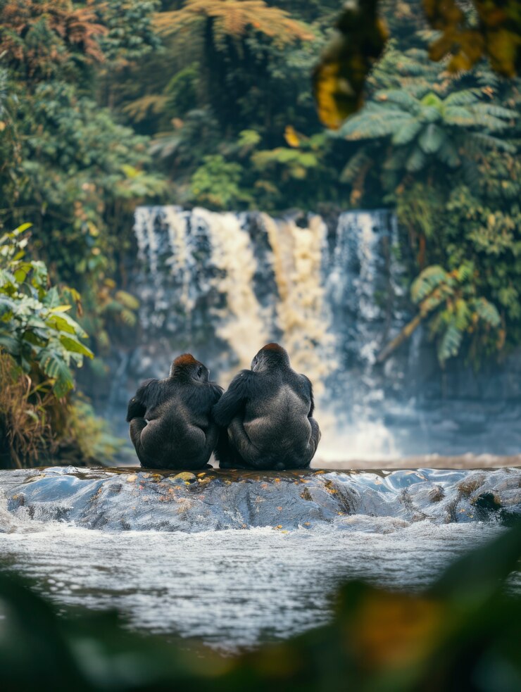 Un primer plano del hermoso gorila en la naturaleza