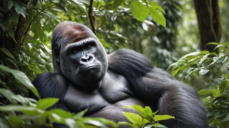 Foto gratuito un primer plano del hermoso gorila en la naturaleza