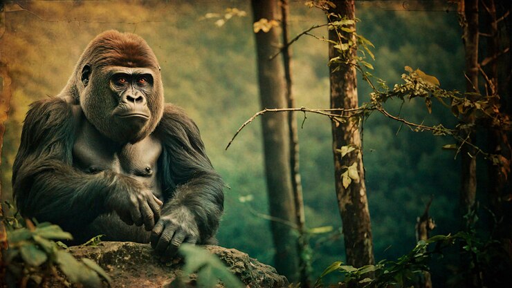 Foto gratuito un primer plano del hermoso gorila en la naturaleza