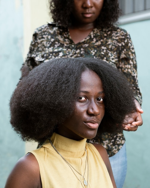 Primer plano, hermoso, mujer africana