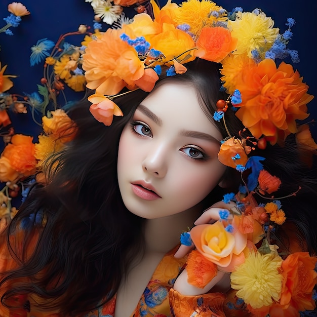 Foto gratuita primer plano del hermoso retrato de una chica asiática