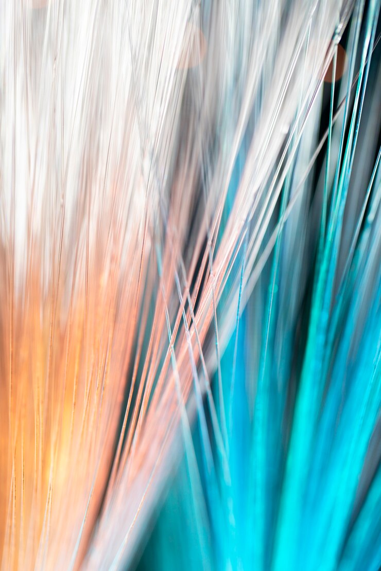 Foto gratuito un primer plano de los hermosos detalles de la fibra óptica
