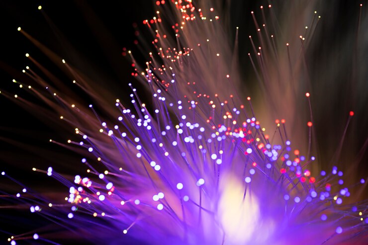 Foto gratuito un primer plano de los hermosos detalles de la fibra óptica