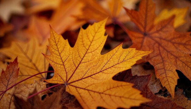 Un primer plano de las hojas de otoño