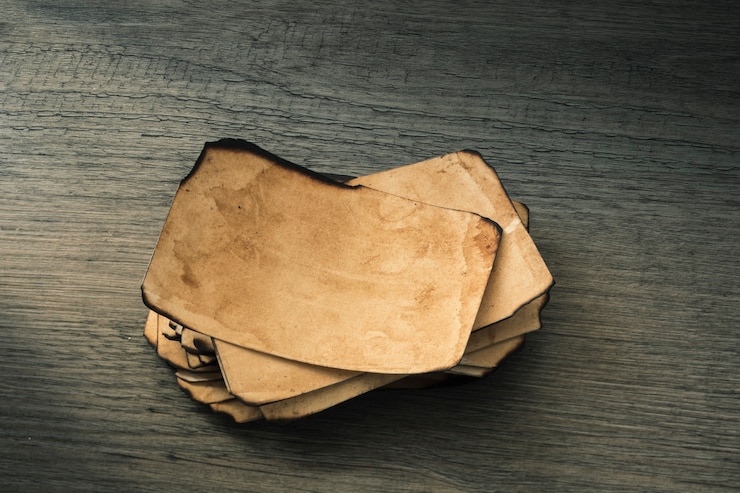 Foto gratuito primer plano de hojas de papel quemado