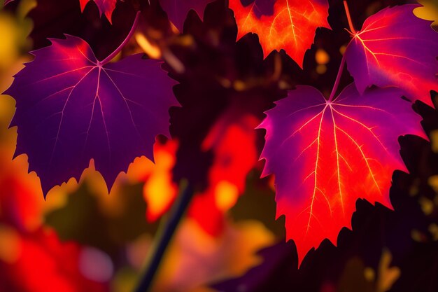 Un primer plano de hojas rojas con la palabra otoño
