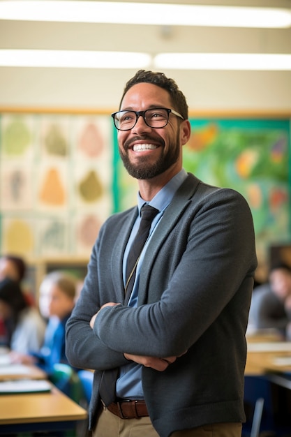 Un primer plano de un hombre guapo sonriendo