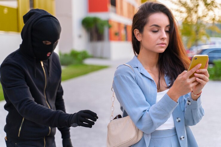 Foto gratuito primer plano del hombre preparándose para robar a la mujer joven
