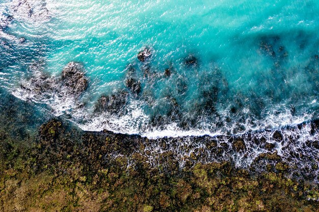 Primer plano de las islas y el océano de un mapa 3D sobre lienzo