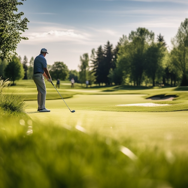 Foto gratuita primer plano del jugador de golf