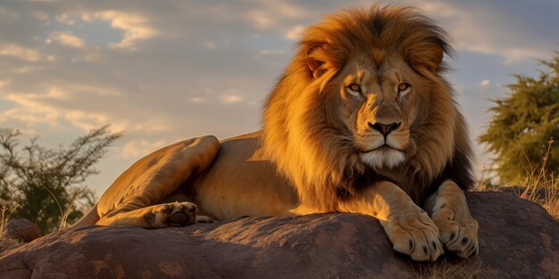 Un primer plano del león en la naturaleza