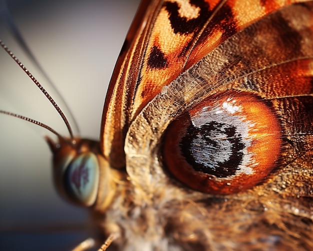 Un primer plano de una mariposa naranja