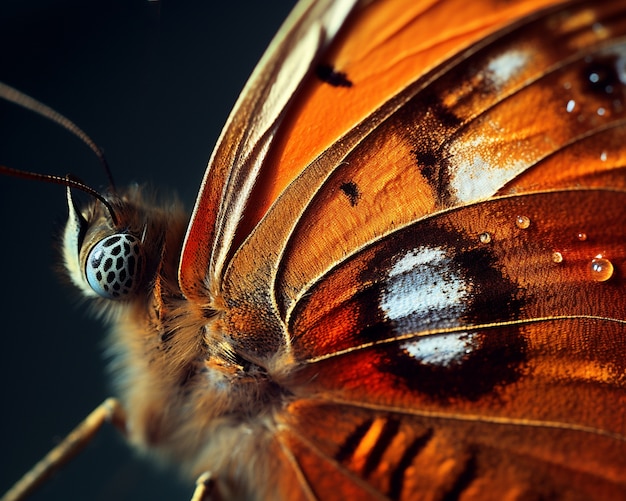 Foto gratuita un primer plano de una mariposa naranja