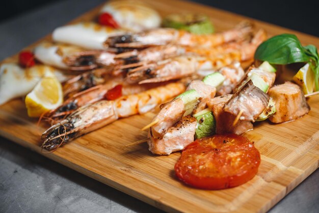 primer plano de mariscos para el menú del restaurante