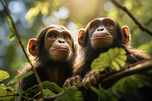 Primer plano de monos en la naturaleza