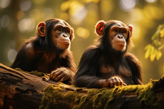 Primer plano de monos en la naturaleza