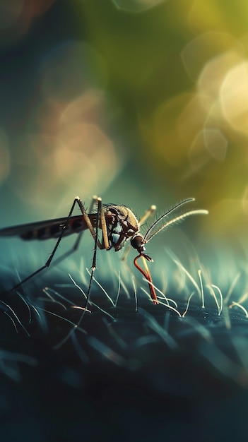 Un primer plano de los mosquitos en la naturaleza