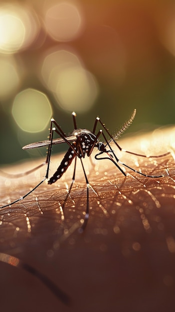 Un primer plano de los mosquitos en la naturaleza