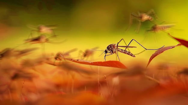 Un primer plano de los mosquitos en la naturaleza