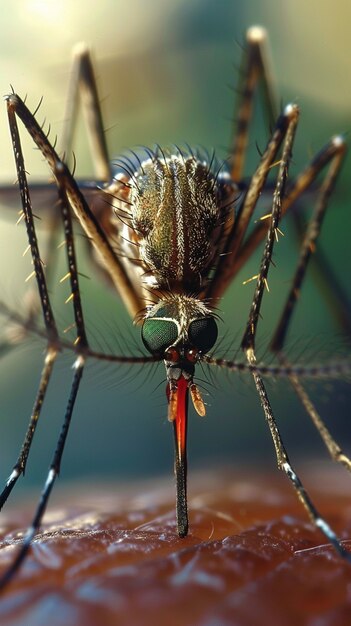 Un primer plano de los mosquitos en la naturaleza