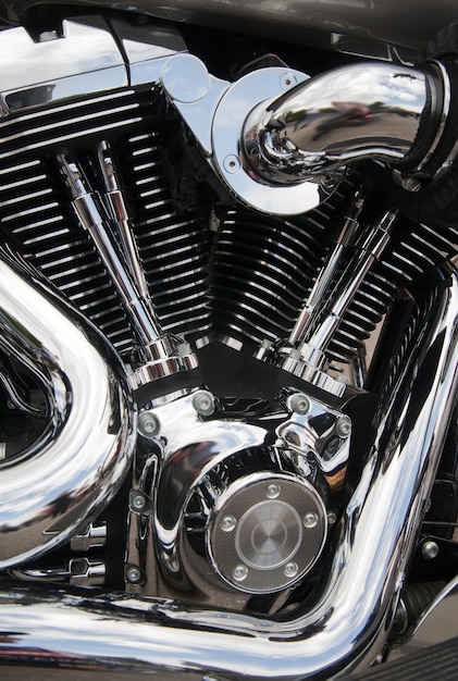 Primer plano del motor de la motocicleta