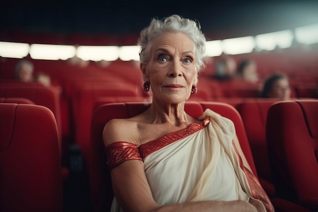 Foto gratuita primer plano de una mujer de la antigua grecia en el cine.