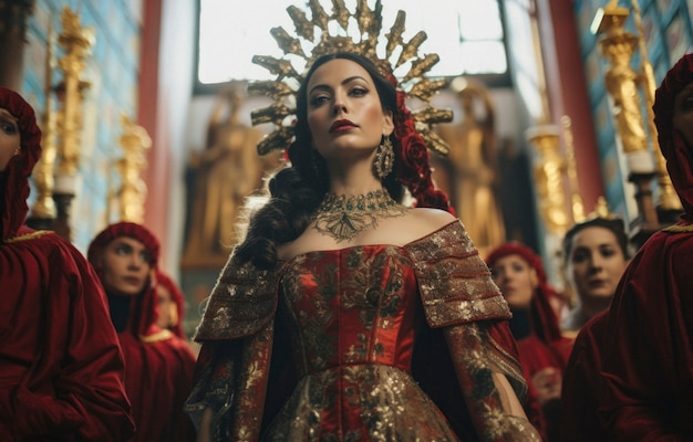 Foto gratuita primer plano de una mujer mexicana con traje de santa maría