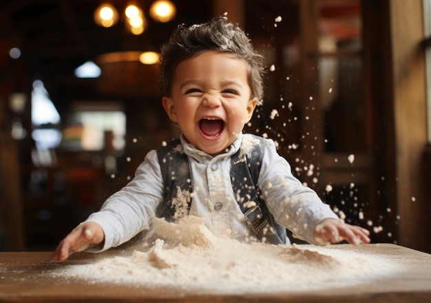 Un primer plano de los niños cocinando.