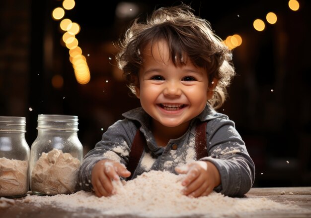 Un primer plano de los niños cocinando.