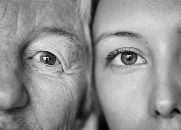 Primer plano de los ojos de la familia