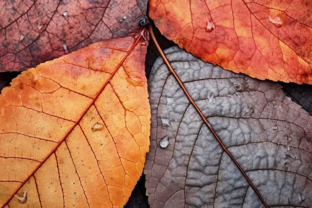 primer plano, de, otoño, hoja seca, con, venas