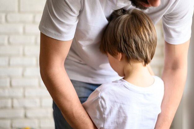 Primer plano, padre e hijo