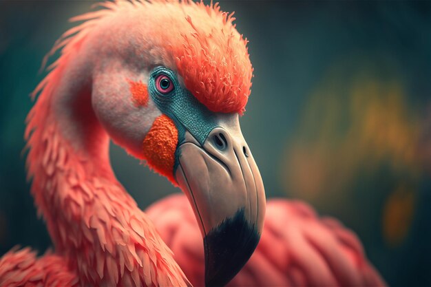 Primer plano de un pájaro flamenco rosado