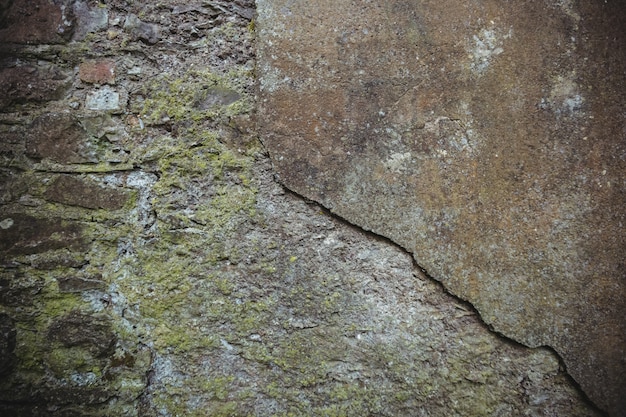 Primer plano de la pared de piedra erosionada