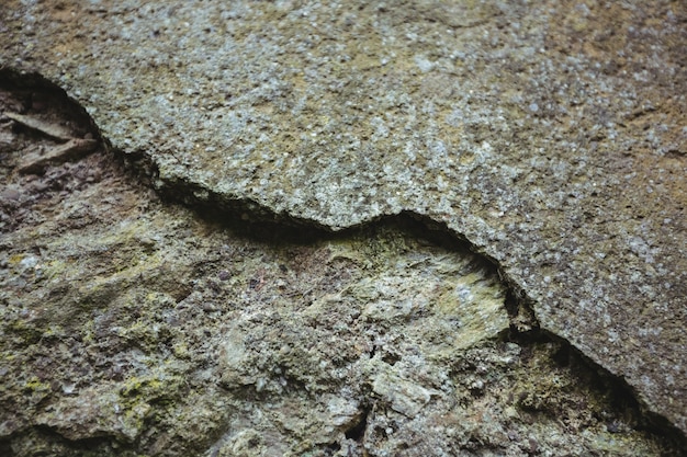 Primer plano de la pared de piedra erosionada