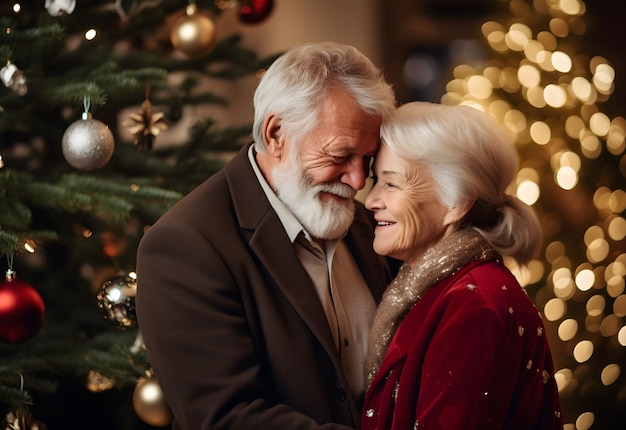 Foto gratuita un primer plano de una pareja celebrando la navidad