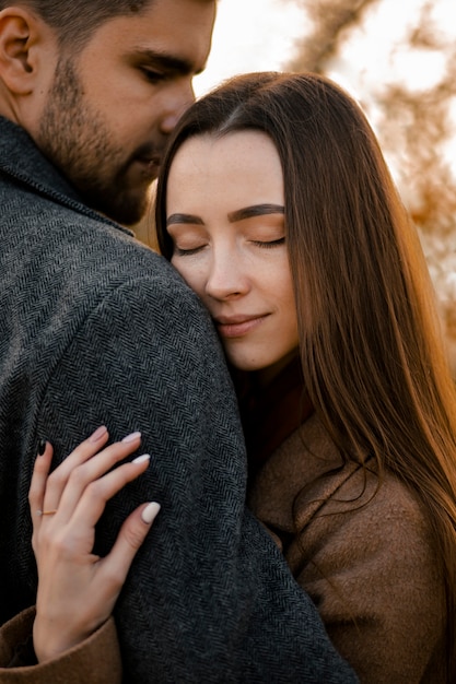 Primer plano, pareja, posar, juntos