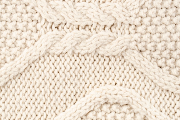 Primer plano del patrón de lana crema