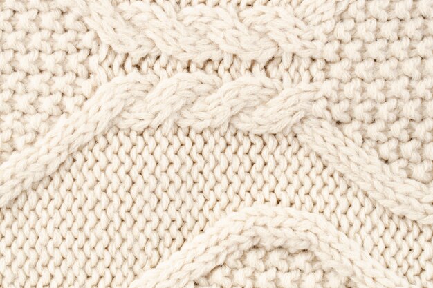 Primer plano del patrón de lana crema
