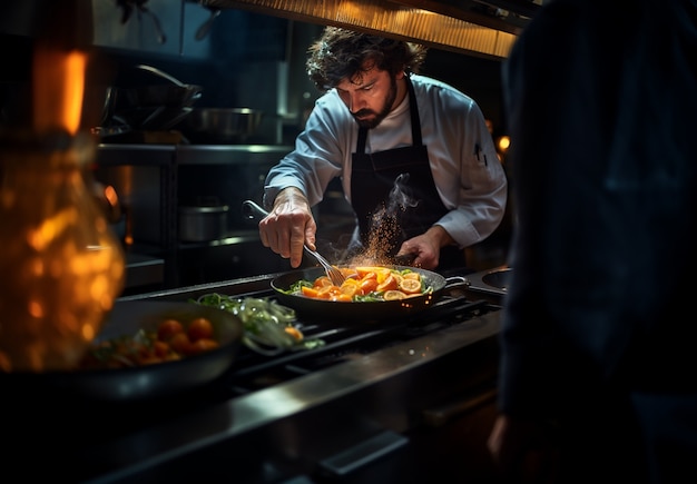 Foto gratuita un primer plano de una persona cocinando