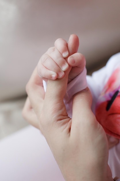 primer plano de los pies y las manos del bebé