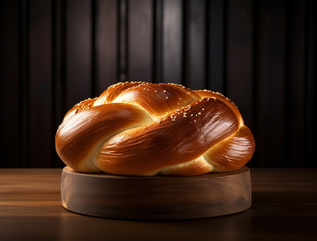 Foto gratuita un primer plano en el plato de challah para hanukkah