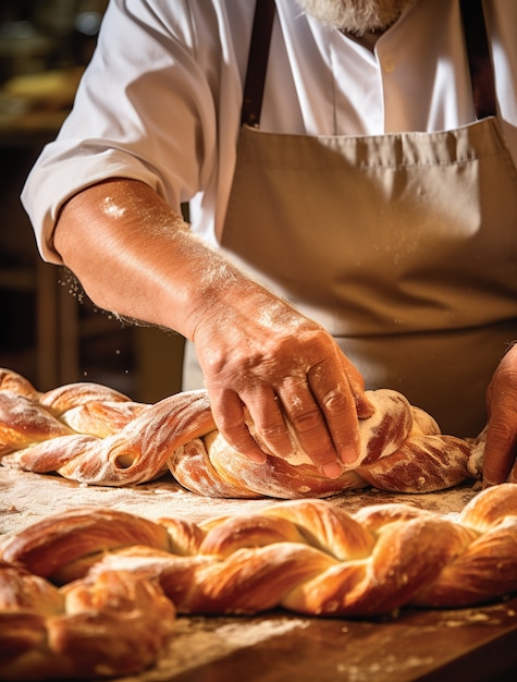 Un primer plano en el plato de challah para Hanukkah