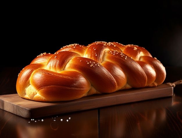 Un primer plano en el plato de challah para Hanukkah