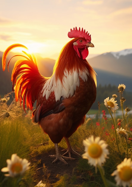 Foto gratuita un primer plano de un pollo hermoso