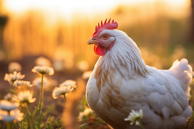 Un primer plano de un pollo hermoso