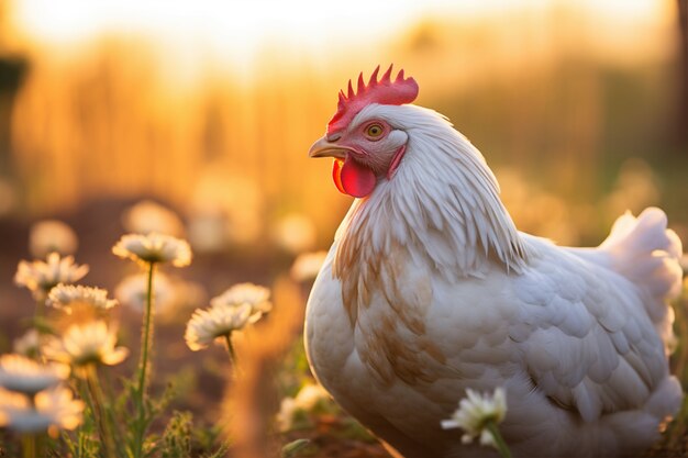 Un primer plano de un pollo hermoso