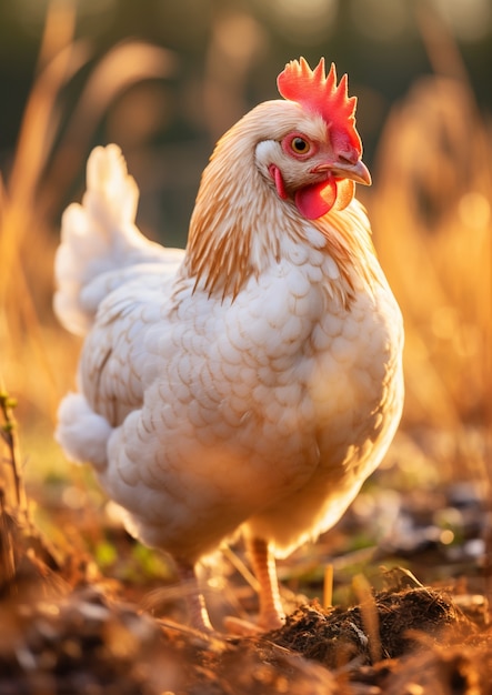 Foto gratuita un primer plano de un pollo hermoso