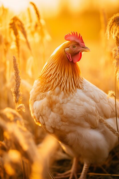 Un primer plano de un pollo hermoso